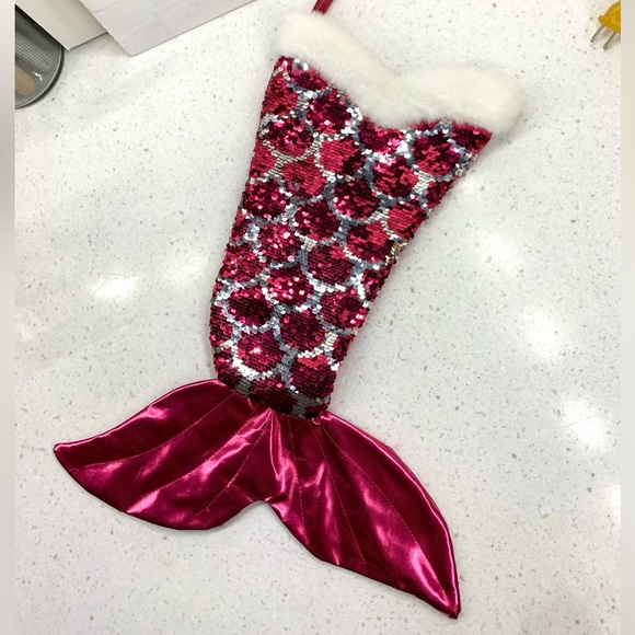 Mermaid Christmas Stocking Pink Sequin - Picture 2 of 8